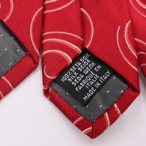 Gianfranco Ferre Red Swirl Print Silk Necktie - Picture 6 of 7